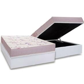 Conjunto Box Baú Casal: Colchão Molas Ortobom D20 Physical Resistente Bordado + Base Crc Courano White (138x188)