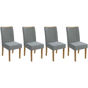 Cadeira Sala De Jantar 2cad129ng Kit 4 Un Nogueira Linho Cinza A056