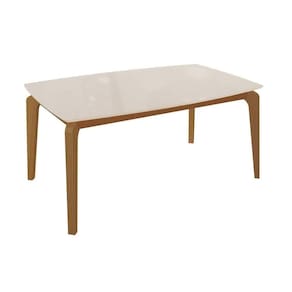 Mesa De Sala Jantar Petra Com Tampo Madeirado Com Vidro 90x170cm Carvalho Off White Vidro Off White Kappesberg