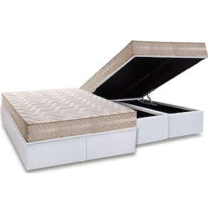 Conjunto Box Baú Queen: Colchão Molas Paropas D28 - Master Ag80 Clean Double Face 17 + Base Crc Courano White (158x198)