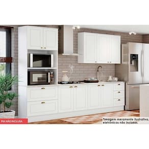 Cozinha Completa 5 Peças Americana Peças 1 Aéreo 2 Balcões 1 Paneleiro 1 Complemento C5p30 Branco