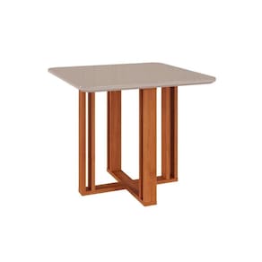 Mesa Para Cozinha Flora Com Tampo Madeirado Com Vidro 95x95cm Cinamomo Off White Cimol