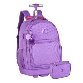 Kit Mochila Rodinhas Rebecca Bonbon Com Estojo Box - Roxo
