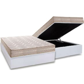 Conjunto Box Baú Casal: Colchão Molas Paropas D28 - Master Ag80 Clean Double Face 17 + Base Crc Courano White (138x188)