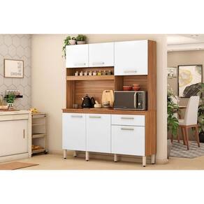 Cozinha Compacta Kit álamo Com 6 Portas E 1 Gaveta 160cm Amendola Branco