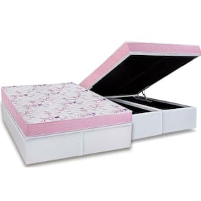 Conjunto Box Baú Queen: Colchão Molas Ortobom D33 Physical Hiper Resistente 17 + Base Crc Courano White (158x198)