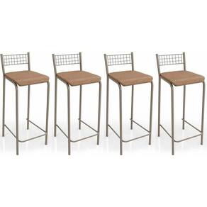 Kit 4 Banquetas Sala Jantar Gênova B705 4 Un Niquel Courano Capuccino