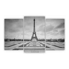 Kit 3 Quadros 1 Paisagem Torre Eiffel Cidades 75X50Cm