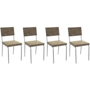 Cadeira De Cozinha Zaria 2c128 Kit 4 Un Cromado Bege A036 Suede Suede