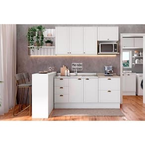 Kit Cozinha Modulada 6 Peças Bella 2 Aéreos + 2 Balcões+1ilha + 1 Complemento C6p56 Branco