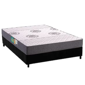 Cama Box Casal: Colchão Espuma D45 Polar Pérola Grey + Base Crc Suede Black (138x188)