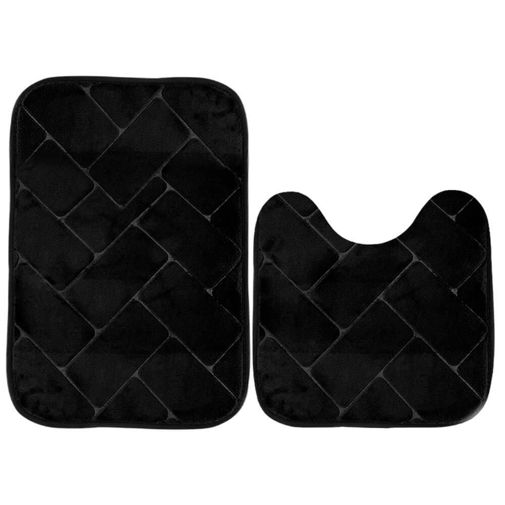 Jogo de Tapete Para Banheiro de Microfibra Antiderrapante Soft Square 2 peças - Rio Home