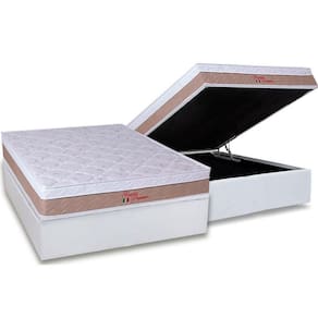 Cama Box Baú Casal: Colchão Anatômico Ortho Foggia Premier + Base Crc Courano White (138x188)