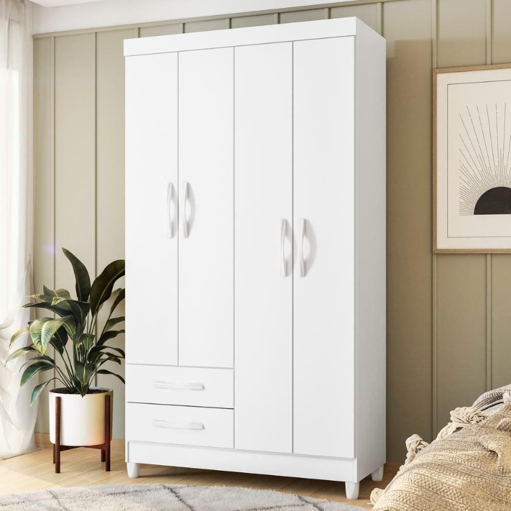 Guarda-Roupa Emma 4 Portas Branco Clássico