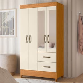 Guarda Roupa 4 Portas Roma Com Espelho Cinamomo Off White