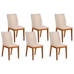 Kit 6 Cadeiras Sala Jantar Vitória 6 Un Ipe Suede Creme