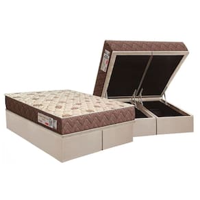 Cama Box Baú Queen: Colchão Espuma D33 Ortho Comfortpedic + Base Crc Suede Clean (158x198)