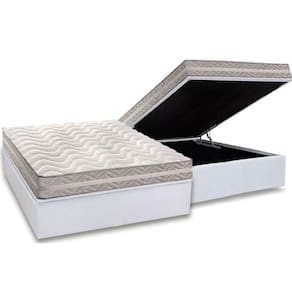 Conjunto Box Baú Casal: Colchão Espuma Paropas D28 - Master Ag80 Prata Double Face 17 + Base Crc Courano White (138x188)