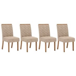 Kit 4 Cadeiras Sala Jantar Esther 4 Un Nature Linho Creme