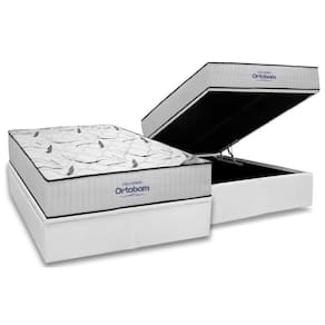 Cama Box Baú Casal: Colchão Espuma D45 Ortobom Highfoam + Base Crc Courano White (138x188)