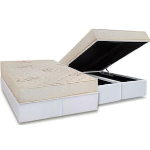 Conjunto Box Baú Queen: Colchão Espuma Luckspuma D45 Gran Luck Floral Pró Saúde + Base Crc Courano White (158x198)