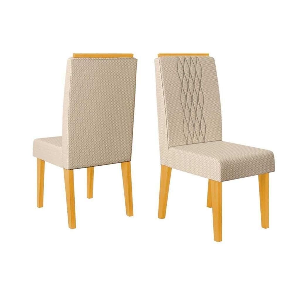 Kit 2 Cadeiras Sala Jantar Lia 2 Un Cedro Linho Neve