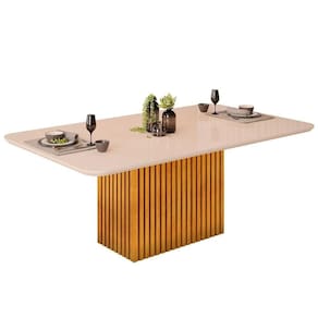 Mesa Para Cozinha Canes Com Tampo Madeirado Com Vidro Curvo 200x100cm Cedro Off White Dj Móveis