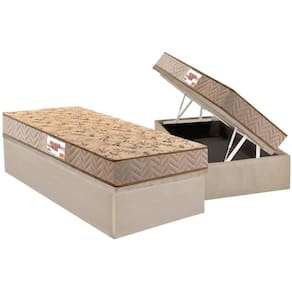 Conjunto Box Baú Solteiro: Colchão Molas Paropas Compact Ag 65 - D28 Royalle Clean + Base Crc Suede Clean (88x188)