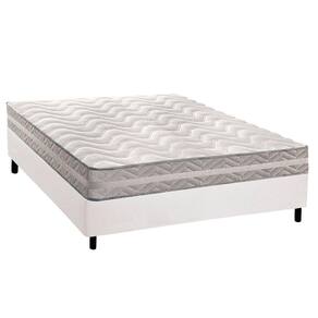 Cama Box Casal: Colchão Ortopédico Paropas D28 - Master Ag80 Prata Double Face 17 + Base Crc Courano White (138x188)