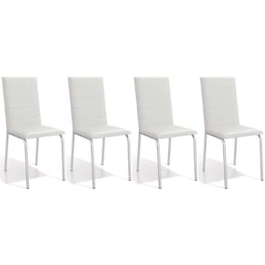 Kit 4 Cadeiras Sala Jantar Amsterdã C091 4 Un Cromada Branco 106