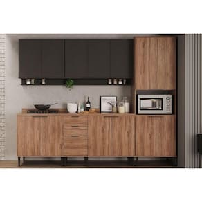 Cozinha Completa 5 Peças Alpha 2armários2balcões 1 Torre Quente C5p101 Preto Freijó