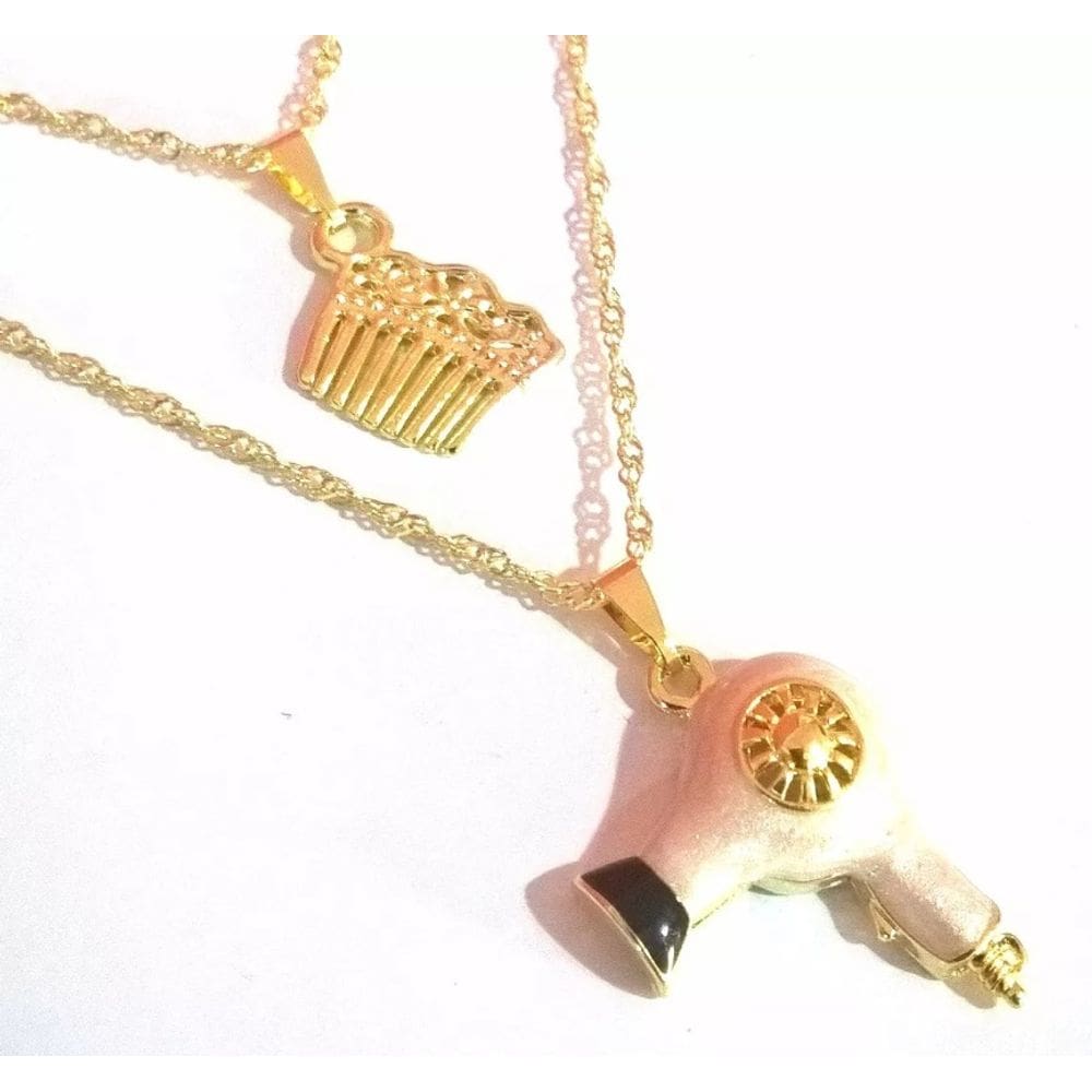 Cordão Duplo Secador Pente Folheado A Ouro 18k