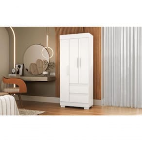 Guarda Roupa De Solteiro Argentina 3 Portas Linhamobília Branco
