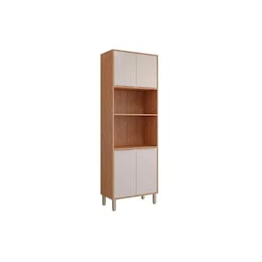 Paneleiro De Cozinha Modulado Divina Torre Quente 2 Fornos Com 4 Portas 70cm Freijó Off White