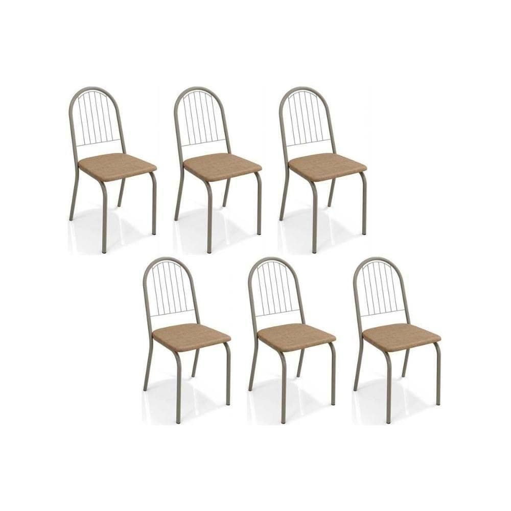 Kit 6 Cadeiras Sala Jantar Noruega C077 6 Un Niquel Courano Capuccino