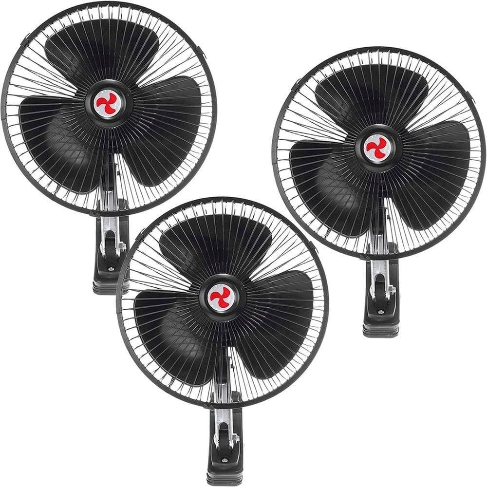 Kit 3 Mini Ventilador Veicular Carro Ônibus Caminhão De 20cm