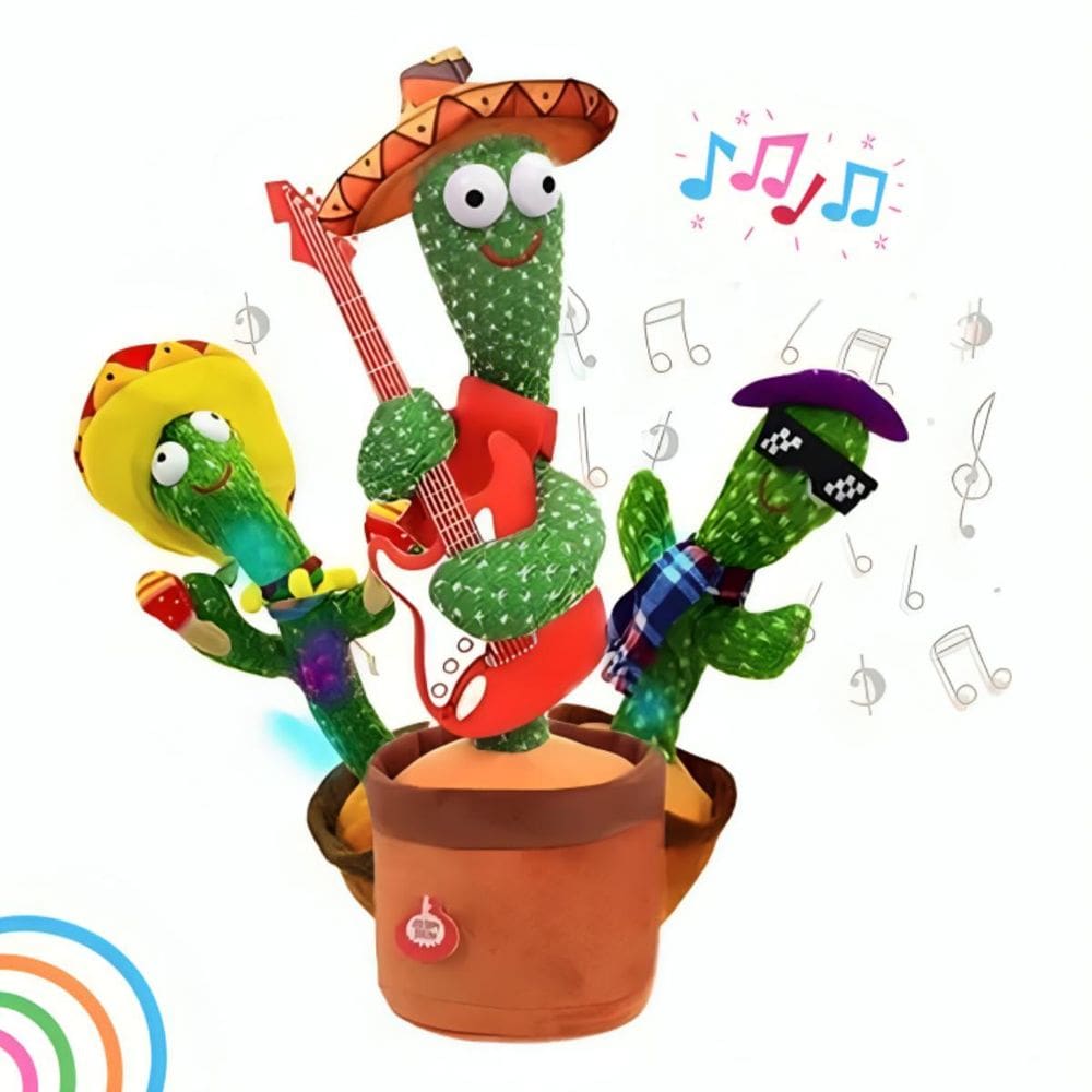 Brinquedo Cacto Luz Dançante Pelúcia Musical Infantil
