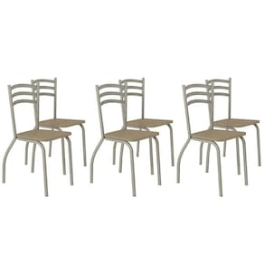 Cadeira De Cozinha Portugal 2c007nk Aço Kit 6 Uni Niquel Capuccino