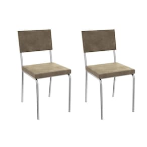 Cadeira De Cozinha Zaria 2c128 Aço Kit 2 Uni Cromado Suede Bege