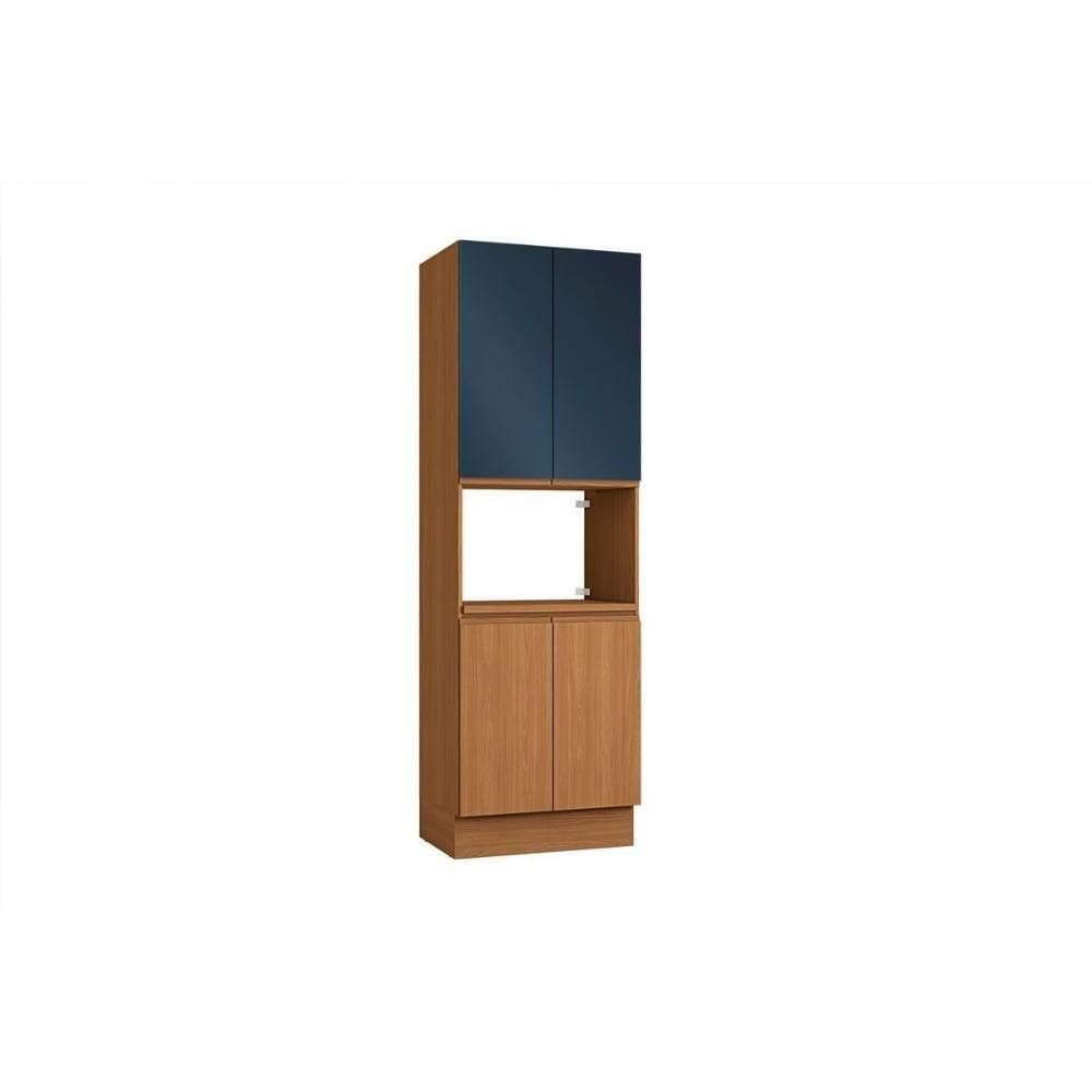 Paneleiro De Cozinha Modulado Ciela R629 Com 4 Portas E 1 Nicho Para Forno 70x220cm Canela Azul