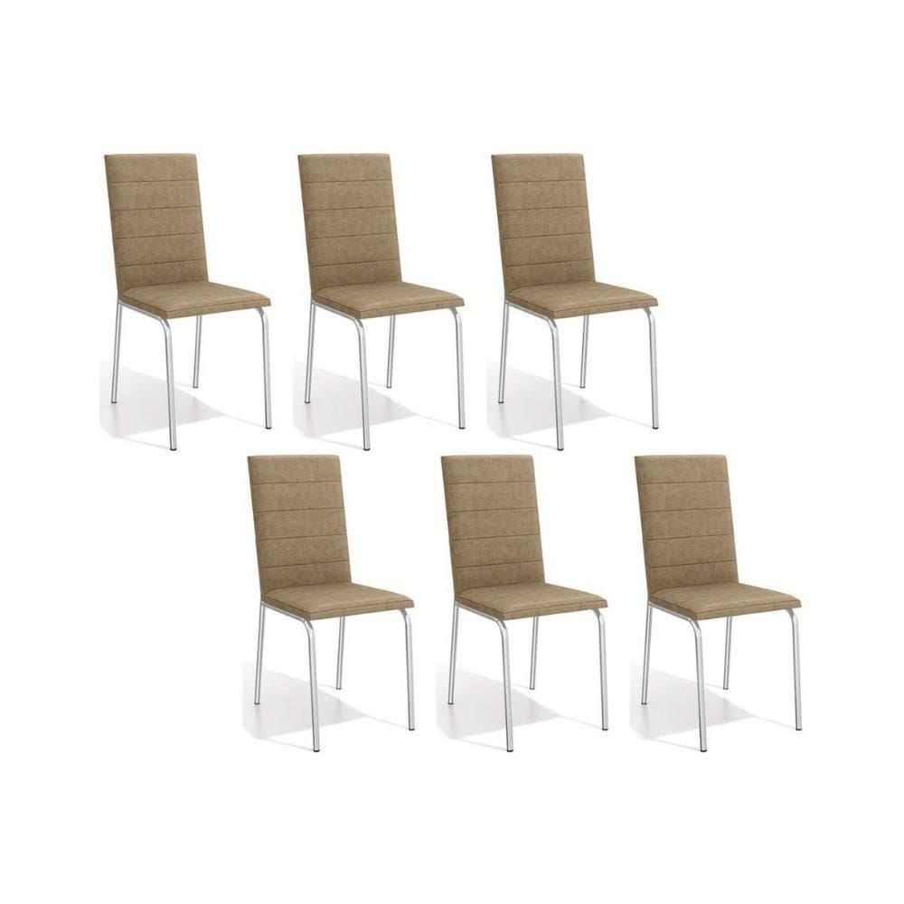 Cadeira De Cozinha Amsterdã C091 Kit 6 Un Cromada Capuccino