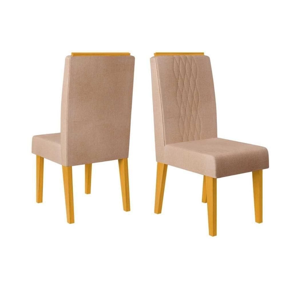 Cadeira De Cozinha Lia Kit 2 Un Cedro Linho Saara Bege