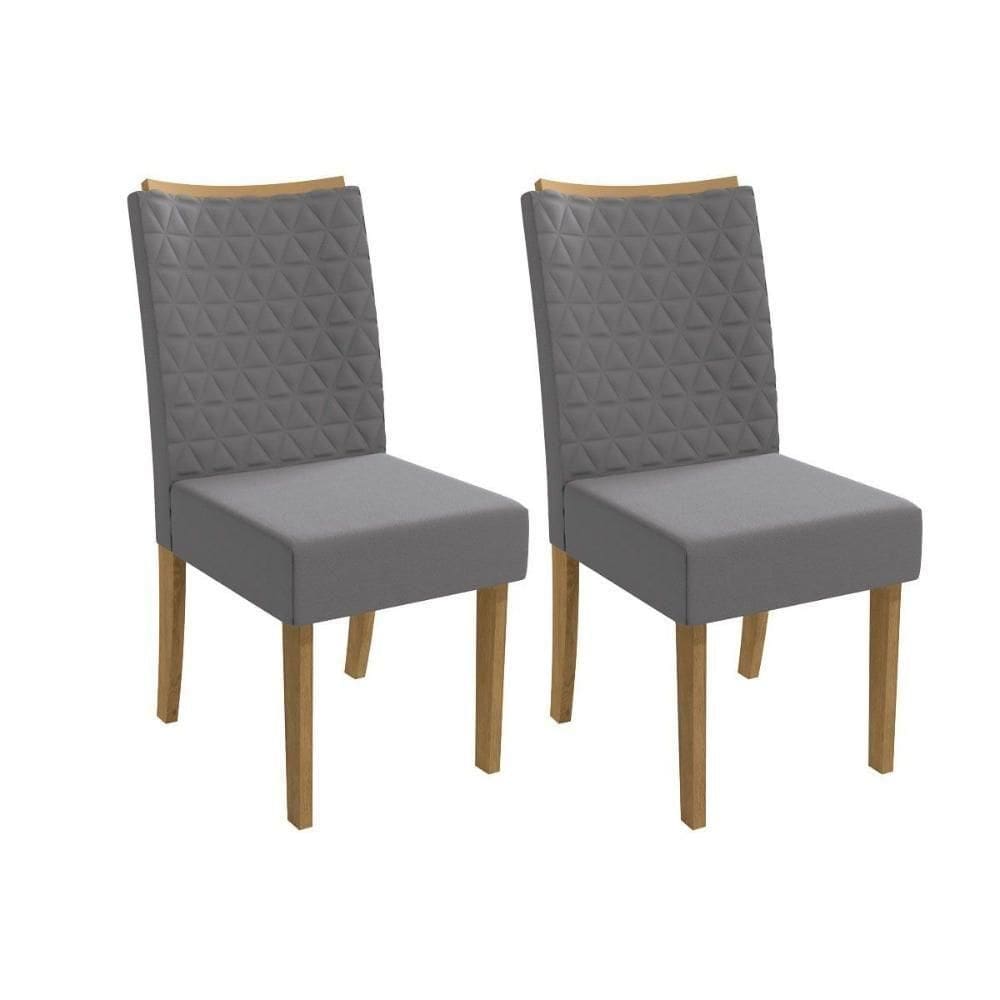 Kit 2 Cadeiras Sala Jantar 2cad129 2 Un Canela Suede Cinza