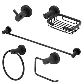 Kit Acessórios Banheiro Inox Preto/Black 5 Peças Completo