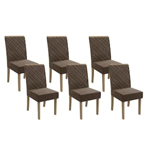 Kit 6 Cadeiras Sala Jantar 2cad149ng 6 Un Nogueira Suede Marrom A033