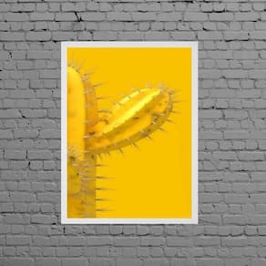 Quadro Cacto Amarelo 45x34cm Moldura Branca