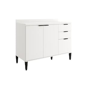 Gabinete De Cozinha Modulado Balcão Alpha 2506 3 Portas E 2 Gavetas Sem Tampo 120cm Branco