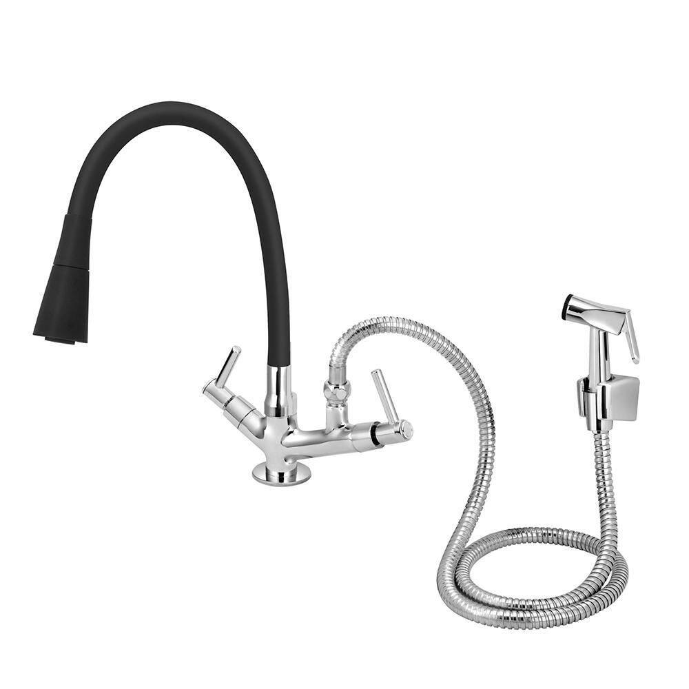 Torneira Mesa Gourmet Cone Preto Multifuncional C/Ducha