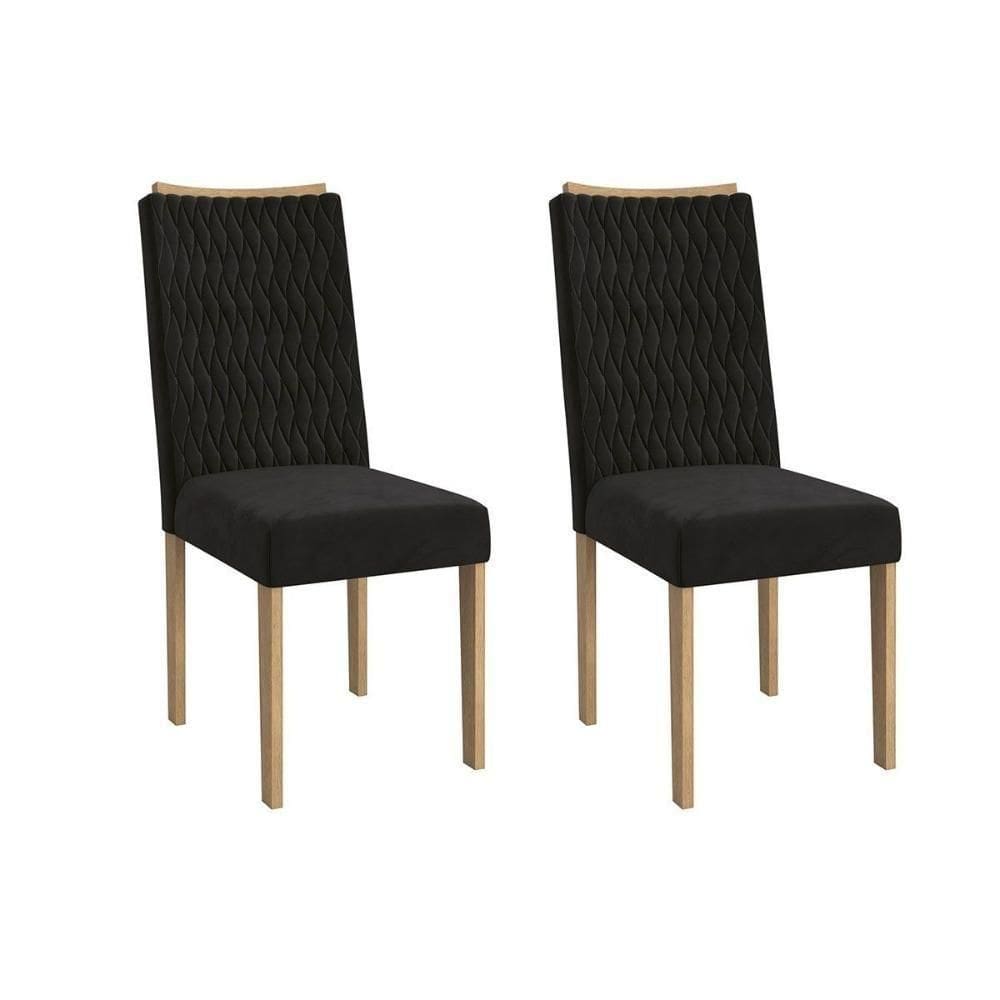 Kit 2 Cadeiras De Cozinha 2cad157ea 2 Un Carvalho Suede Preto