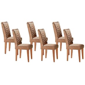 Kit 6 Cadeiras Sala Jantar Londrina 6 Un Imbuia Suede Capuccino Rufato